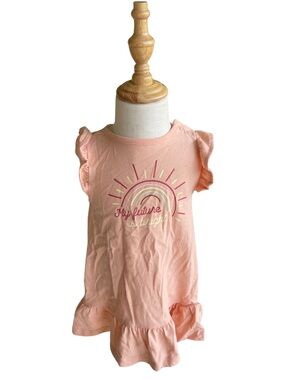 Peach Ruffle Sleeve Dress